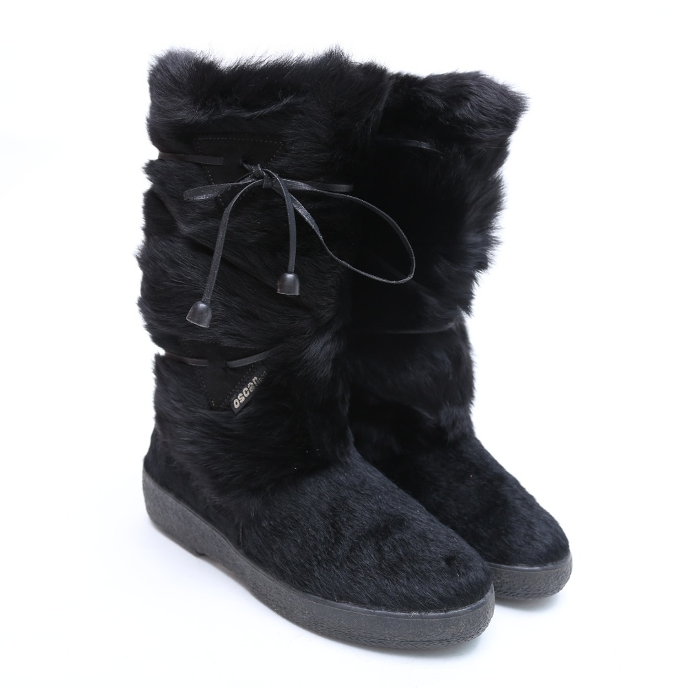OSCAR SPORT CRISTINA BLACK FUR TALL BOOTS